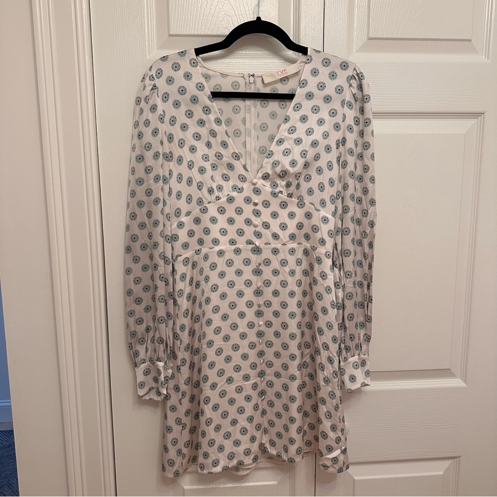 TVF Long-Sleeve Satin Mini Dress in Size 4